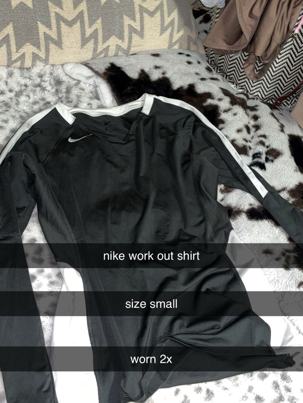 Nike Black Athletic Long Sleeve Top with White Trim